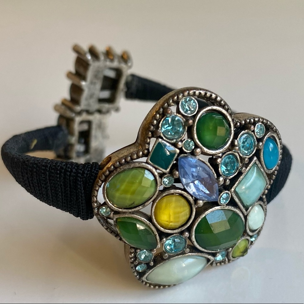 Wrapped bangle bracelet with rhinestones